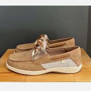 NEW Sperry Tan/Gold Canvas Boat Shoes Whalefish